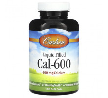 Кальций Carlson, Cal-600 с жидкостью, 600 мг, 100 мягких таблеток