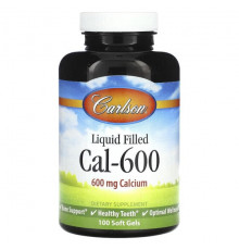 Кальций Carlson, Cal-600 с жидкостью, 600 мг, 100 мягких таблеток