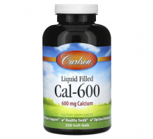 Кальций Carlson, Cal-600 с жидкостью, 600 мг, 250 мягких таблеток