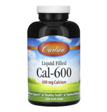 Кальций Carlson, Cal-600 с жидкостью, 600 мг, 250 мягких таблеток