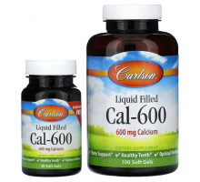 Кальций Carlson, Cal-600 с жидкостью, 600 мг, 250 мягких таблеток