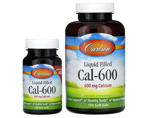 Кальций Carlson, Cal-600 с жидкостью, 600 мг, 250 мягких таблеток Кальций Carlson, Cal-600 с жидкостью, 600 мг, 250 мягких таблеток