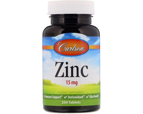 Carlson Labs, Zinc, 15 mg, 250 Tablets Carlson Labs, Zinc, 15 mg, 250 Tablets