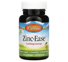 Цинк Carlson, Zinc-Ease, успокаивающие пастилки, натуральный лимон, 42 пастилки