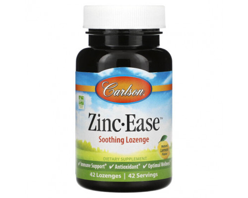 Цинк Carlson, Zinc-Ease, успокаивающие пастилки, натуральный лимон, 42 пастилки Цинк Carlson, Zinc-Ease, успокаивающие пастилки, натуральный лимон, 42 пастилки