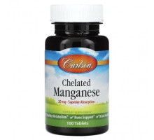 Минералы и микроэлементы Carlson, Хелатный марганец, 20 мг, 100 таблеток
