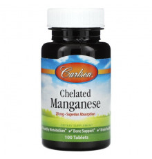 Минералы и микроэлементы Carlson, Хелатный марганец, 20 мг, 100 таблеток