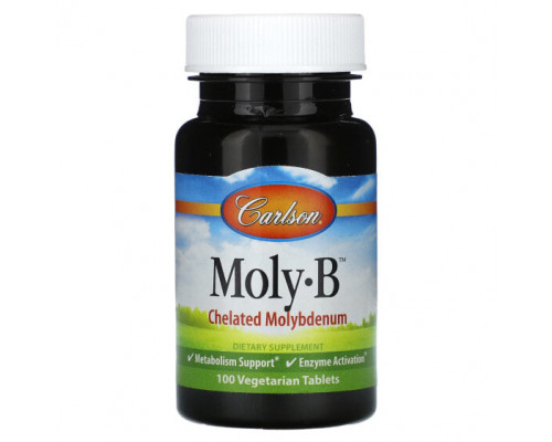 Минералы и микроэлементы Carlson, Moly-B, 100 вегетарианских таблеток Минералы и микроэлементы Carlson, Moly-B, 100 вегетарианских таблеток