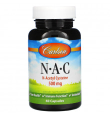 Carlson Labs, N·A·C, N-ацетилцистеин, 500 мг, 60 капсул
