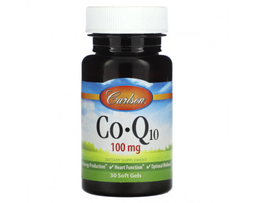 Коэнзим Q10 Carlson, Co-Q10, 100 мг, 30 мягких таблеток Коэнзим Q10 Carlson, Co-Q10, 100 мг, 30 мягких таблеток