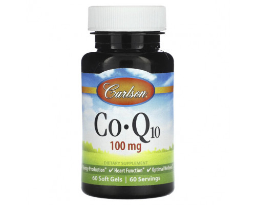 Коэнзим Q10 Carlson, CoQ10, 100 мг, 60 мягких таблеток Коэнзим Q10 Carlson, CoQ10, 100 мг, 60 мягких таблеток
