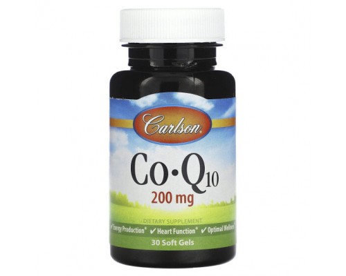 Коэнзим Q10 Carlson, Co-Q10, 200 мг, 30 мягких таблеток Коэнзим Q10 Carlson, Co-Q10, 200 мг, 30 мягких таблеток