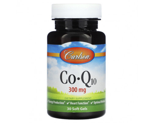 Коэнзим Q10 Carlson, Co-Q10, 300 мг, 30 мягких таблеток Коэнзим Q10 Carlson, Co-Q10, 300 мг, 30 мягких таблеток