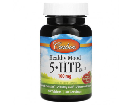 Для похудения и контроля веса Carlson, Healthy Mood, 5-HTP Elite, натуральная малина, 50 мг, 60 таблеток Для похудения и контроля веса Carlson, Healthy Mood, 5-HTP Elite, натуральная малина, 50 мг, 60 таблеток