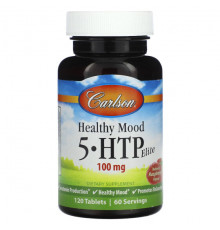 Для похудения и контроля веса Carlson, Healthy Mood, 5-HTP Elite, Natural Raspberry, 50 mg, 120 Tablets