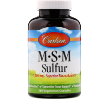 Carlson Labs, MSM Sulfur, 1 000 мг, 180 вегетарианских капсул