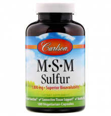 Carlson Labs, MSM Sulfur, 1 000 мг, 180 вегетарианских капсул