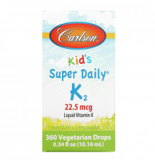 Carlson Labs, Для детей, Super Daily K2, 22,5 мкг, 0,.34 ж. унц. (10,16 мл)