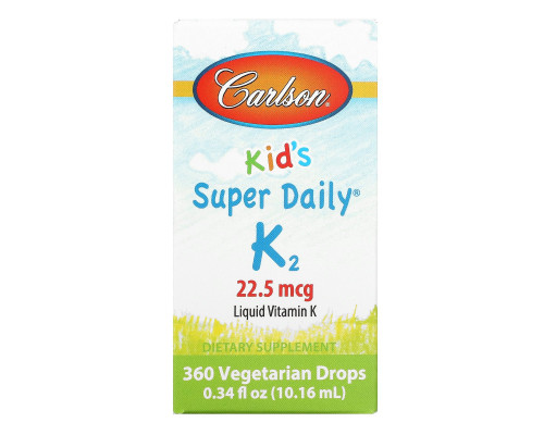 Carlson Labs, Для детей, Super Daily K2, 22,5 мкг, 0,.34 ж. унц. (10,16 мл) Carlson Labs, Для детей, Super Daily K2, 22,5 мкг, 0,.34 ж. унц. (10,16 мл)
