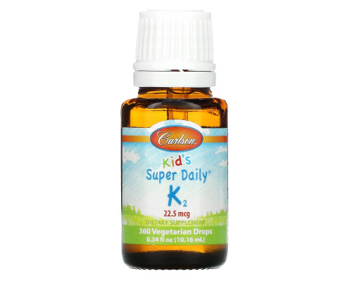 Carlson Labs, Для детей, Super Daily K2, 22,5 мкг, 0,.34 ж. унц. (10,16 мл) Carlson Labs, Для детей, Super Daily K2, 22,5 мкг, 0,.34 ж. унц. (10,16 мл)