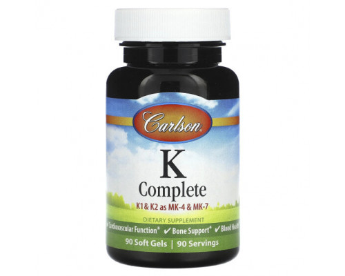 Витамин К Carlson, K-Complete, 90 капсул Витамин К Carlson, K-Complete, 90 капсул