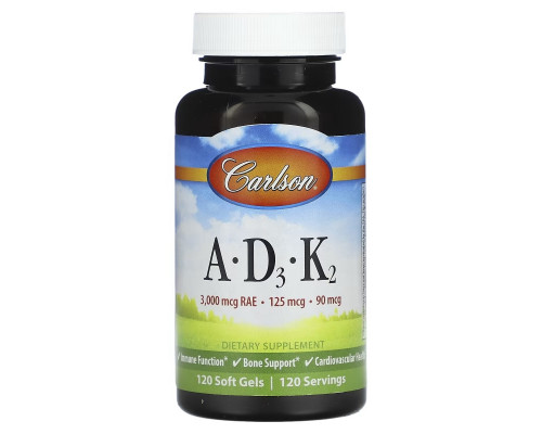 Carlson, A, D3, K2`` 120 мягких таблеток Carlson, A, D3, K2`` 120 мягких таблеток
