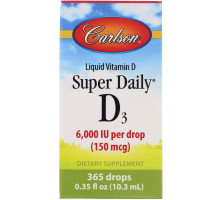 Carlson Labs, Супер ежедневный D3, 6 000 МЕ, 0,35 ж. унц.(10,3 мл)