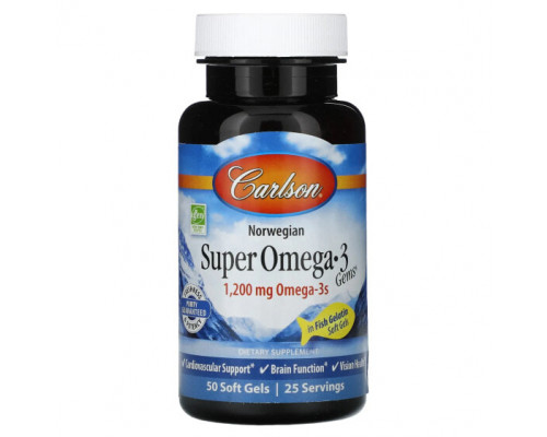 Рыбий жир и Омега 3, 6, 9 Carlson, Super Omega-3 Gems, 600 мг, 50 мягких таблеток Рыбий жир и Омега 3, 6, 9 Carlson, Super Omega-3 Gems, 600 мг, 50 мягких таблеток