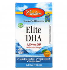 Carlson Labs, Elite DHA, Orange Flavor, 3.3 fl oz (100 ml)