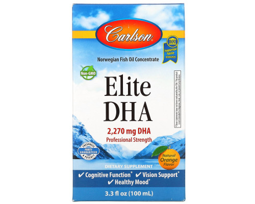 Carlson Labs, Elite DHA, Orange Flavor, 3.3 fl oz (100 ml) Carlson Labs, Elite DHA, Orange Flavor, 3.3 fl oz (100 ml)