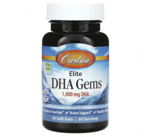 Рыбий жир и Омега 3, 6, 9 Carlson, Elite DHA Gems, 1000 мг, 30 мягких таблеток