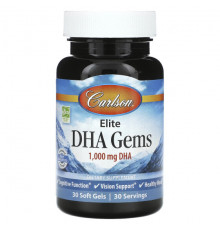 Рыбий жир и Омега 3, 6, 9 Carlson, Elite DHA Gems, 1000 мг, 30 мягких таблеток