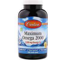 Carlson Labs, Maximum Omega 2000, Natural Lemon, 2,000 mg, 180 Soft Gels