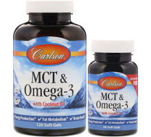 Carlson Labs, MCT и Омега-3, 120 Мягких Капсул + 30 Мягких Капсул