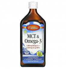 Carlson Labs, MCT & Omega-3, Natural Lemon Lime, 16.9 fl oz (500 ml)