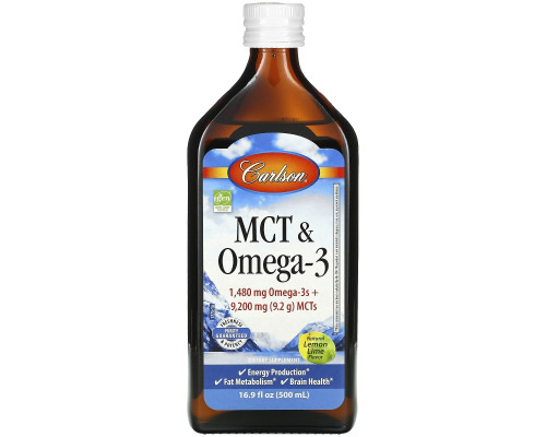 Carlson Labs, MCT & Omega-3, Natural Lemon Lime, 16.9 fl oz (500 ml) Carlson Labs, MCT & Omega-3, Natural Lemon Lime, 16.9 fl oz (500 ml)