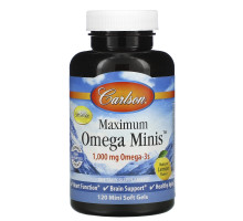 Carlson Labs, Maximum Omega Minis, Natural Lemon Flavor, 1,000 mg, 120 Mini Softgels
