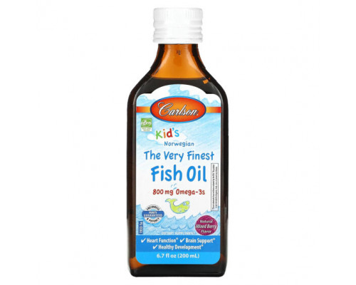Детское здоровье Carlson, Kids, The Very Finest Fish Oil, Natural Mixed Berry , 800 mg, 6.7 fl oz (200 ml) Детское здоровье Carlson, Kids, The Very Finest Fish Oil, Natural Mixed Berry , 800 mg, 6.7 fl oz (200 ml)
