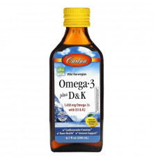Carlson, Omega 3 Plus D & K, Natural Lemon, 1,430 mg , 6.7 fl oz (200 ml)
