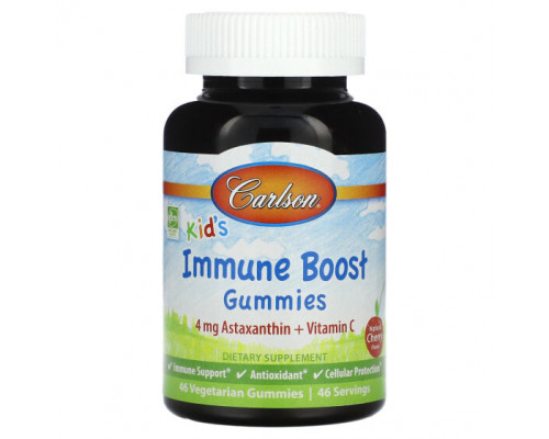 Детское здоровье Carlson, Kids Immune Boost, натуральная вишня, 46 вегетарианских жевательных таблеток Детское здоровье Carlson, Kids Immune Boost, натуральная вишня, 46 вегетарианских жевательных таблеток