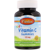 Carlson Labs, Kid's Vitamin C Gummies, Natural Orange Flavor, 125 mg, 60 Vegetarian Gummies