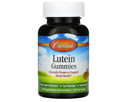 Carlson, Lutein Gummies, Натуральное манго, 46 вегетарианских жевательных конфет Carlson, Lutein Gummies, Натуральное манго, 46 вегетарианских жевательных конфет