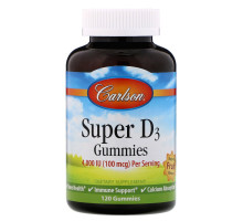 Carlson Labs, Super D3 Gummies,  Natural Fruit Flavors, 100 mcg (4,000 IU), 120 Gummies