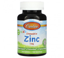 Цинк Carlson, Kid's Chewable Zinc, натуральная ягодная смесь, 5 мг, 160 таблеток