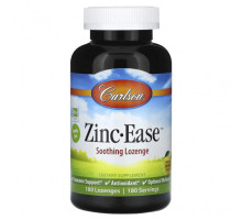 Цинк Carlson, Zinc-Ease, успокаивающие пастилки, натуральный лимон, 180 пастилок