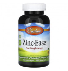 Цинк Carlson, Zinc-Ease, успокаивающие пастилки, натуральный лимон, 180 пастилок