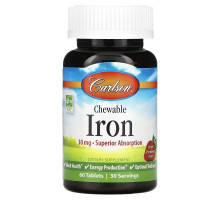 Carlson, Chewable Iron, Strawberry, 30 mg, 60 Tablets