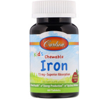 Carlson Labs, Kid's Chewable Iron, 15 mg, Natural Strawberry, 60 Tablets