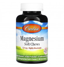 Carlson, Magnesium, Natural Berries & Creme, 125 mg, 40 Vegetarian Soft Chews