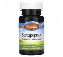 Пищеварительные ферменты Serrapeptase, Delayed Release, 120,000 SPUs, 30 Vegetarian Capsules